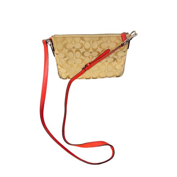 Coach Brown/Orange Signature Canvas and Leather Crossbody Bag - Picture 2 of 10